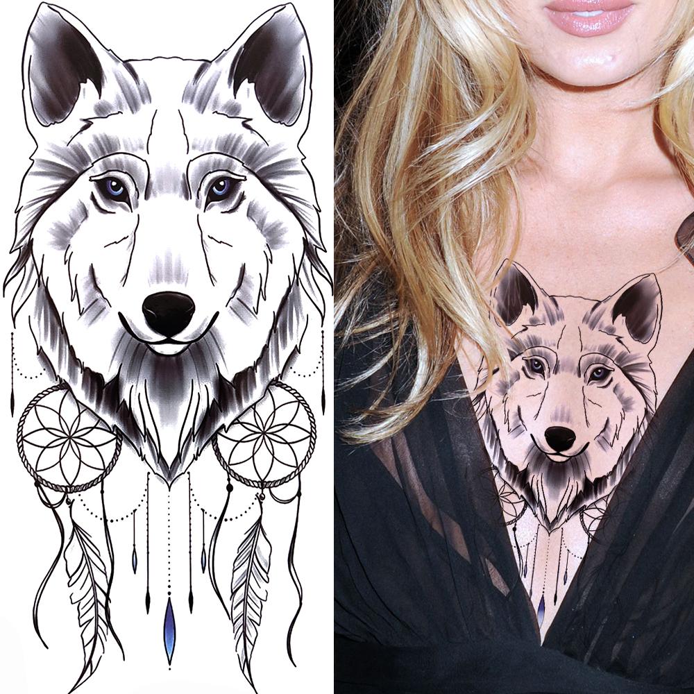 Cooler Wolf Schwarzes Temporäres Tattoo Sexy Mädchen Schlange Fake Katze Löwe Tattoo Aufkleber Für Frauen Erwachsene Geometrie Körperkunst Tattoos Papier