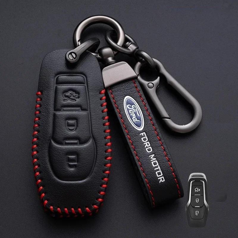 Autoaufkleber 2026 Ford Neu 2025 Heiß Neu Leder Auto Smart Key Hülle Für Ford Fusion Explorer Edge Mustang Mondeo Kuka Personalisiert