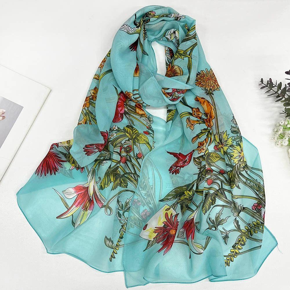 Sun-Resistant Silk Scarf Breathable Long Wraps Durable Bandana for Women