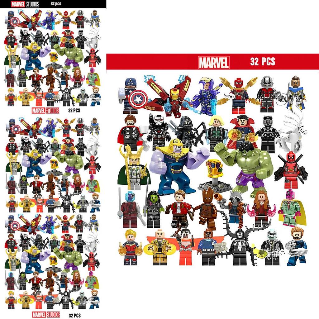 Marvel Superhero Boy Puzzle Building Block Toy Set 32pcs Plastic Material 4.5cm Height
