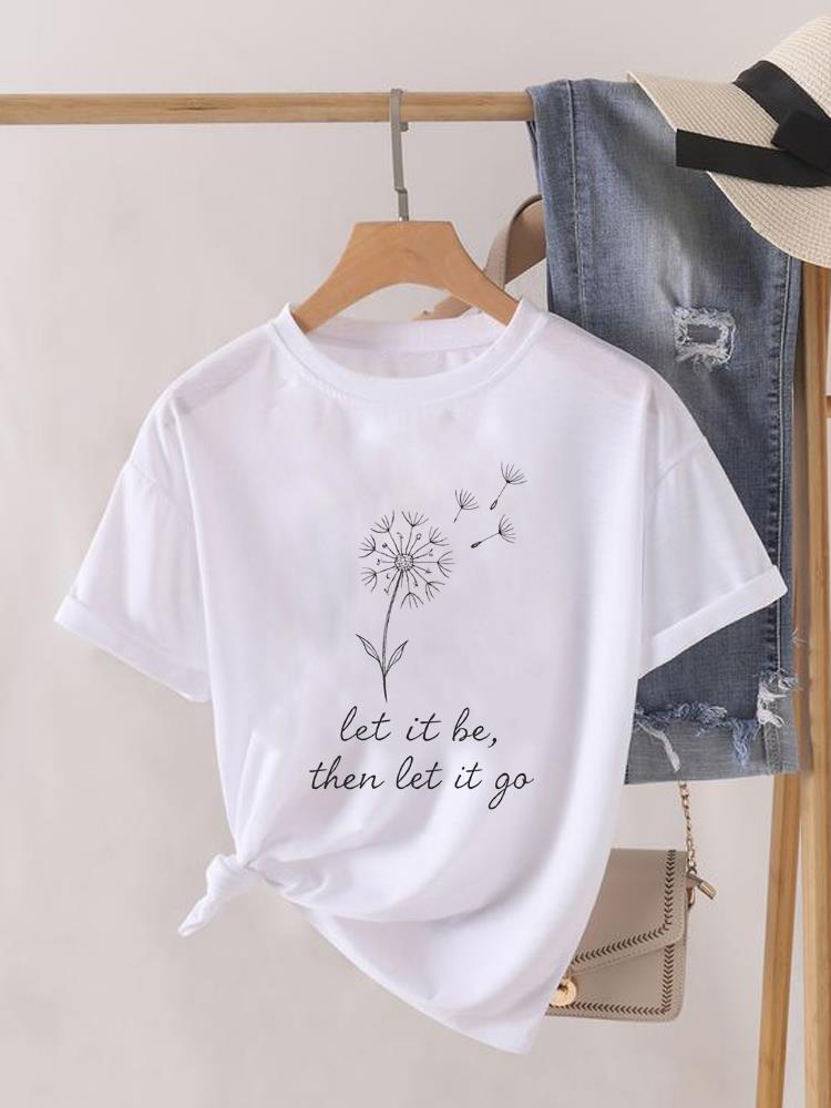 (Asian Size) Cartoon Cute 90s Lady Female Top Printed Fashion Graphic Short Sleeve T-shirts Tee Clothing Women Casual T Shirt