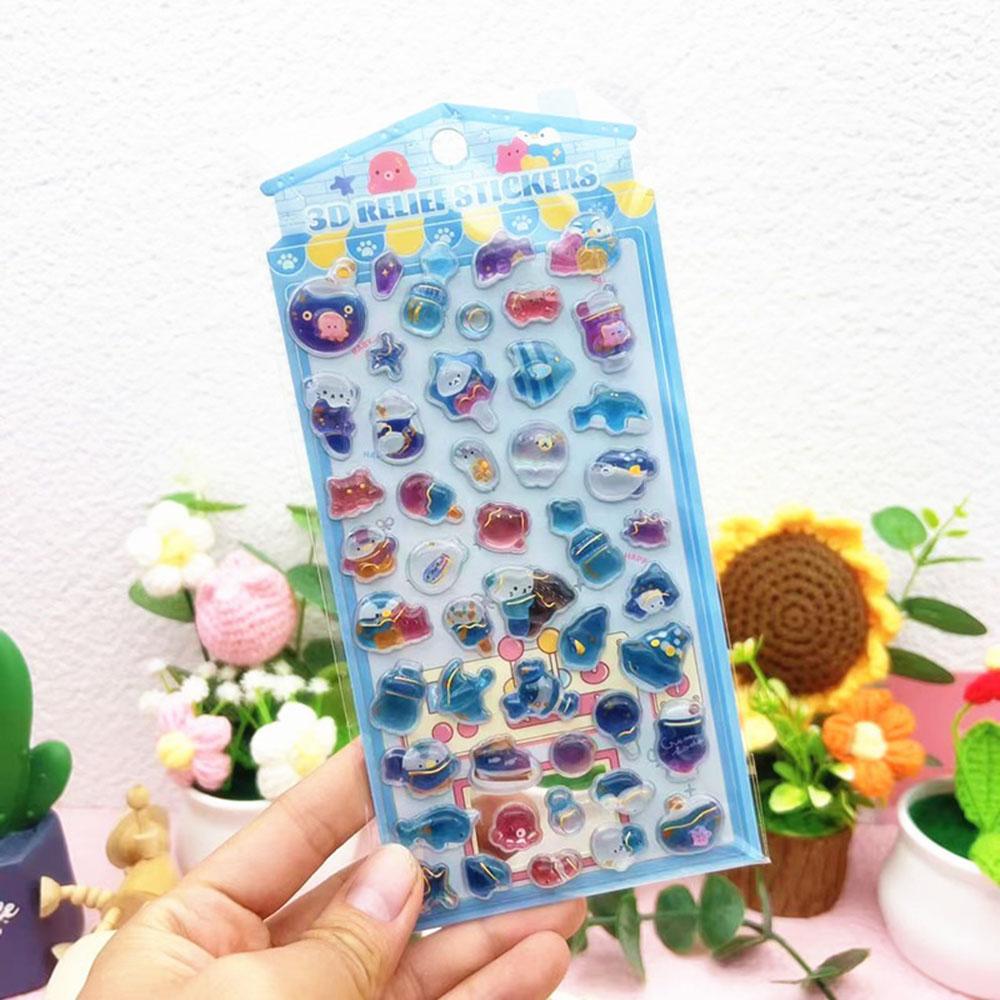 New Kawaii Cartoon 3D Crystal Drop Sticker For Scrapbooking Cute Phone Case Scrapbooking Decoration Solid Sticker Diy Decoration