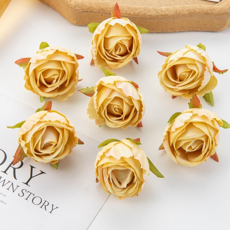 10/20pcs Artificial Flowers Scrapbook Home Room Decor Silk Diy Gifts Candy Box Cake Wedding Outdoor Fake Roses Christmas Wreaths