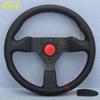 JDM 12.5inch 315mm Microfiber Leather Steering Wheel Red Stitching Racing Sports Steering Wheel