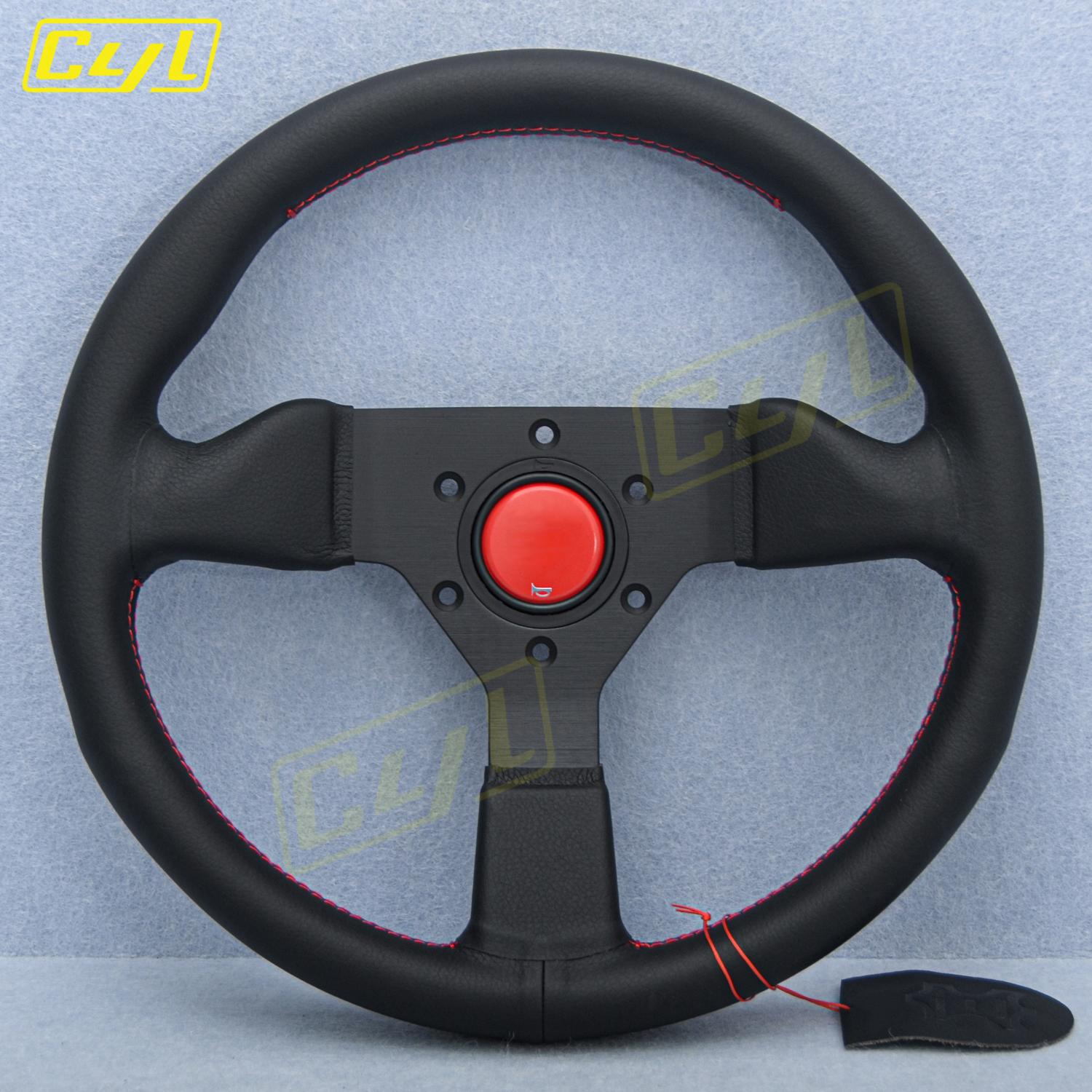 JDM 12.5inch 315mm Microfiber Leather Steering Wheel Red Stitching Racing Sports Steering Wheel red stitching