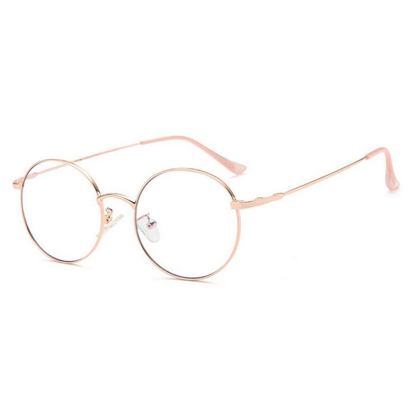 Metal Anti Blue Light Round Prescription Glasses for Women Men Students Myopia 0 to -6.0 Diopters