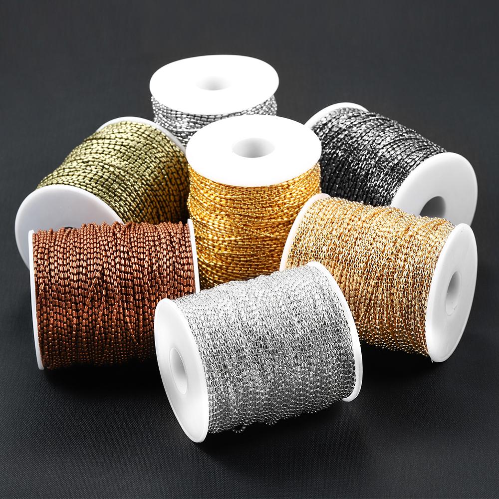 2M/lot Gold Cylindrical Bamboo Beads ball Sausage Chains For DIY Necklaces Bracelet Jewelry Making Supplies Accessories