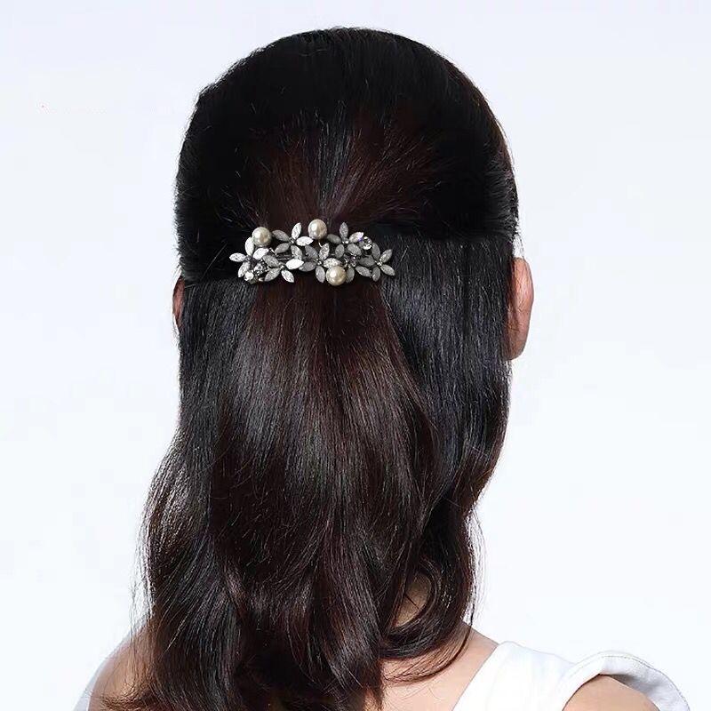 Korean Floral Hair Clip: Simple Alloy Spring Clip for Half Updos