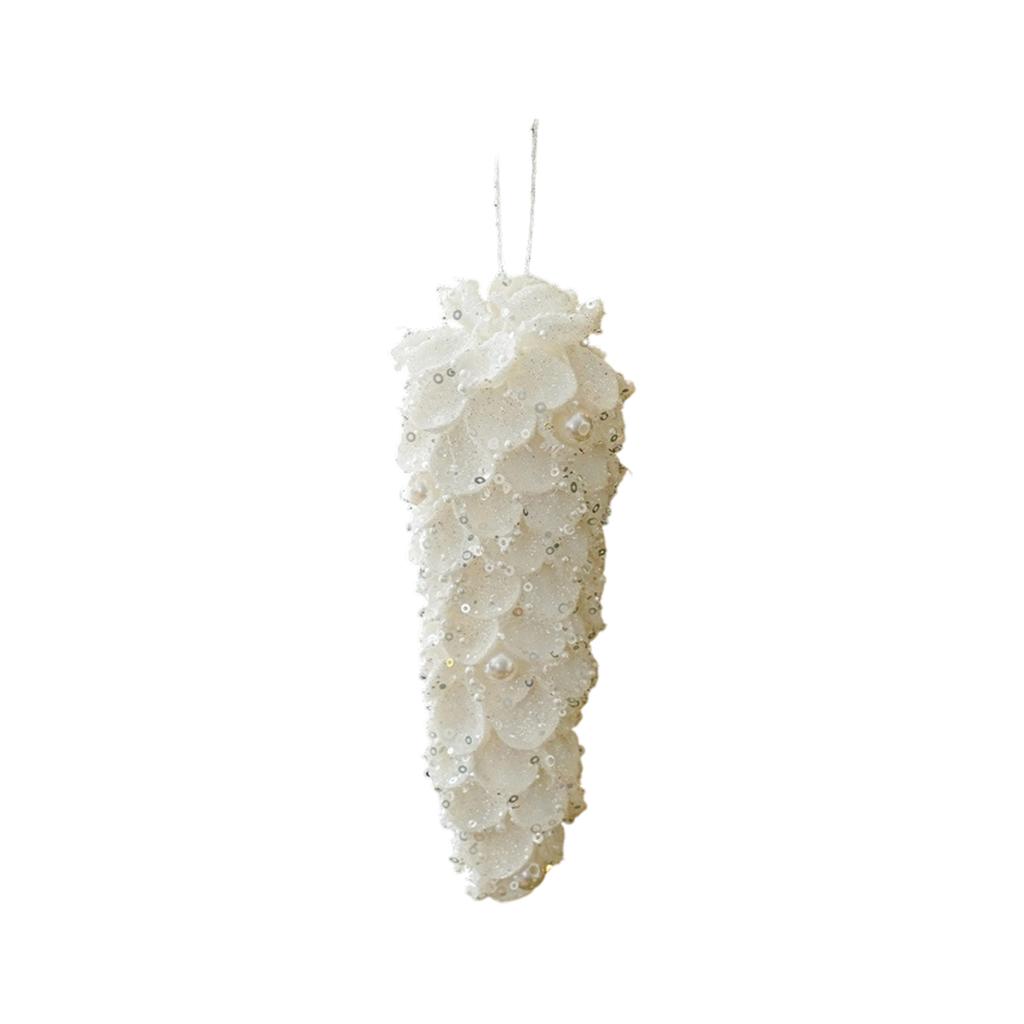 Christmas Foam Hanging Ornaments with Flocked Petal Balls and Pinecone Shapes for Holiday Party Decor