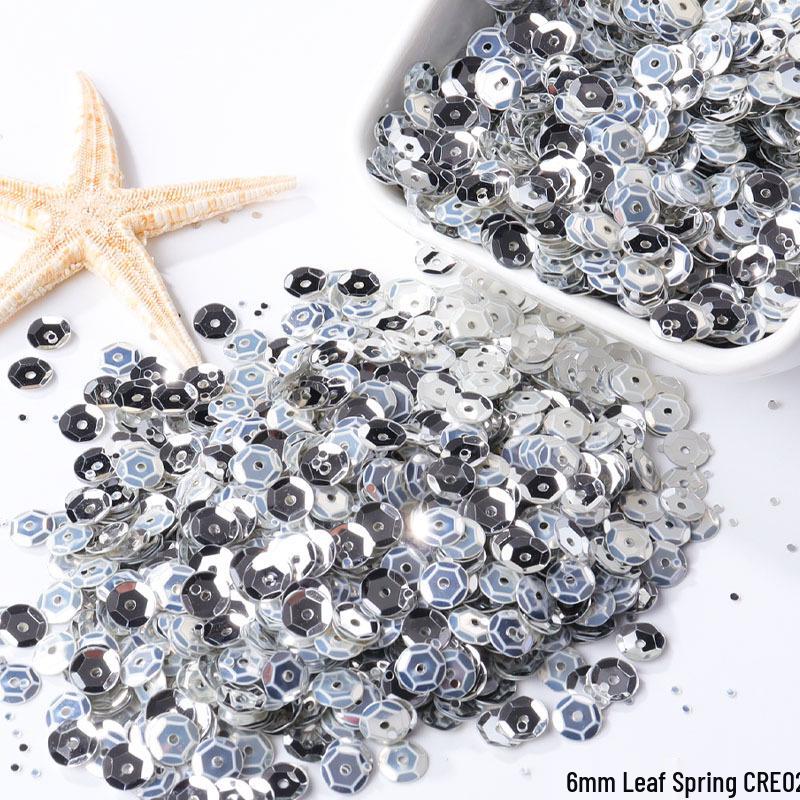 6mm Iridescent Silver Sequins: Laser Embossed Curved Pieces for DIY Embroidery, Wedding Dress Accessories, and Craft Ornaments.
