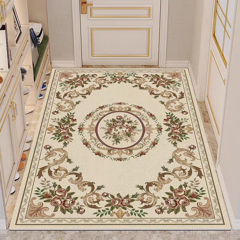 European Red Non-slip Floor Mats Carpet Living Room Golden Frame Decoration Sofa Area Large Rugs Lounge Coffee Tables