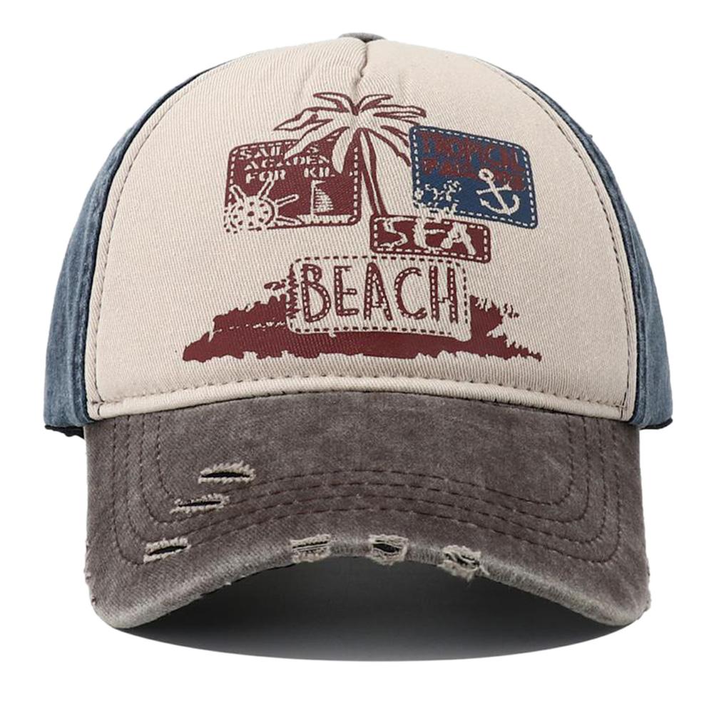 Neue Kokospalmen-Print Gewaschene Used Baseballkappe Verstellbar Baumwolle Snapback Hüte Für Damen Herren Hip Hop Herren Sommerkappe Adjustable gray