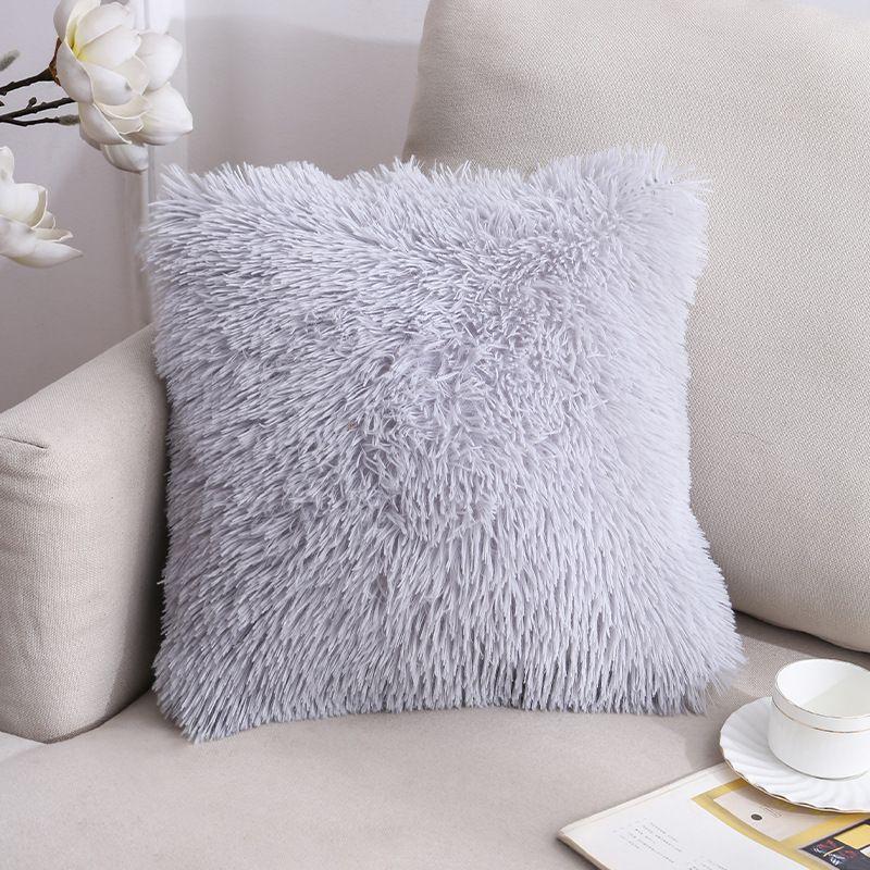 Cushion Fluffy Square Plush Pillow Covers Shaggy Scatter Sofa Pillowcase Decor