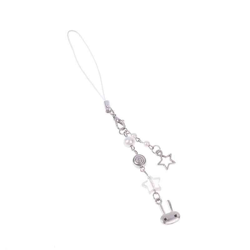 Y2K Cute Metal Rabbit Phone Lanyard Bunny Beaded Phone Chain Sweet Cool Cell Mobile Phone Strap Keycord For Girl Gifts