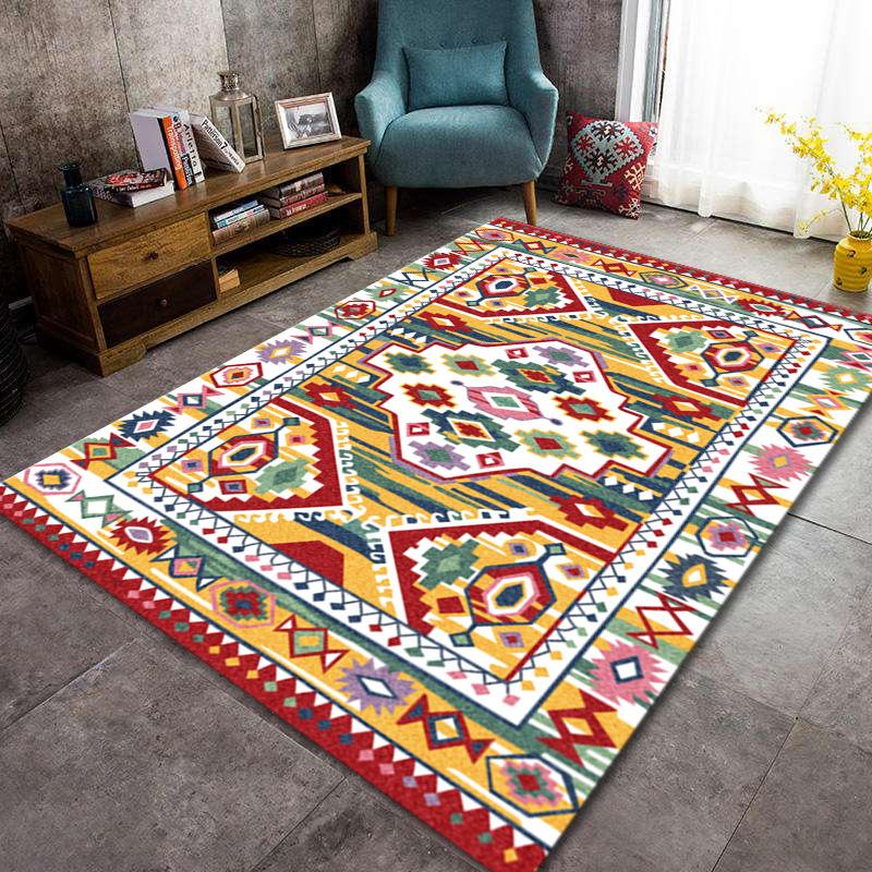 Bosmian Bedroom Splicing Carpet Retro Light Luxury Living Room Coffee Table Floor Mat Turkish Ethnic Style Carpet