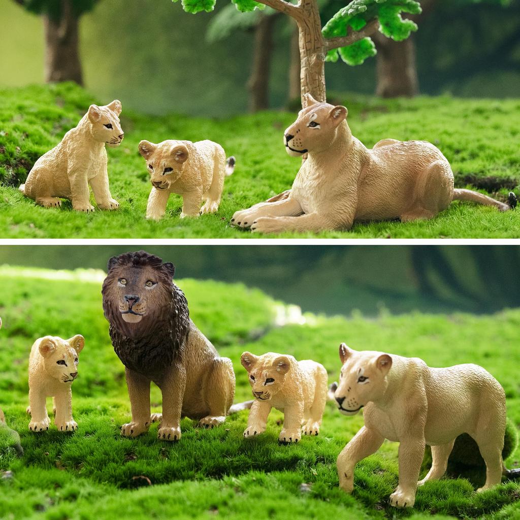 TOYMANY 6-Piece Lion Figure Set, Wild Animal Figures, Animal Models for Parents and Children, Realistic Animal Models, Popular Animal Toys, Birthday