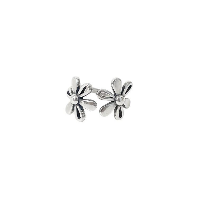 S925 Sterling Silver Adjustable Flower Ring - Retro Fashion Niche Design for Women