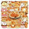 50 Hand-drawn Bread Dog Graffiti Stickers: Cute Cartoon Dessert Designs for Water Bottles, Phones, and Journals.