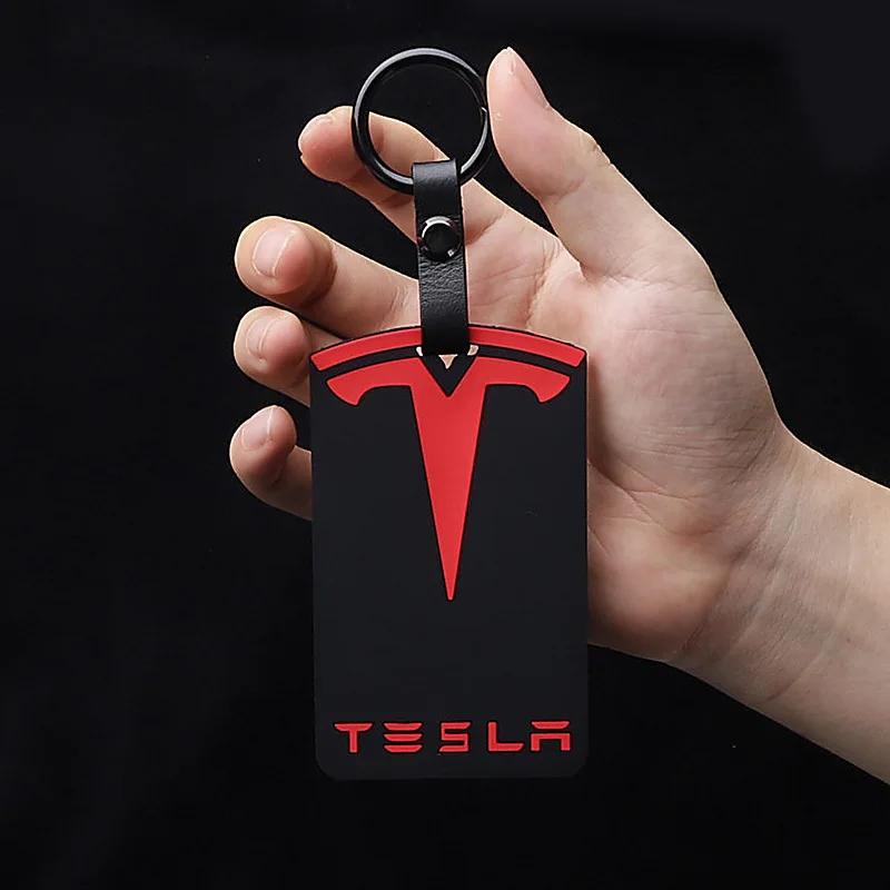 CGYJL1 3D Design Highlight Key Card Holder Silicone Protector Cover Keychain for Tesla Model 3 Model Y Accessories