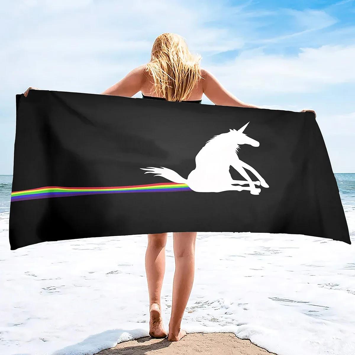 

Unicorn Beach Towel Rainbow Camping Towels Kids Quick Dry Ultra Absorbent Super Soft Beach Blanket Pool Travel Bath Shower Towel W30*H60(CM)
