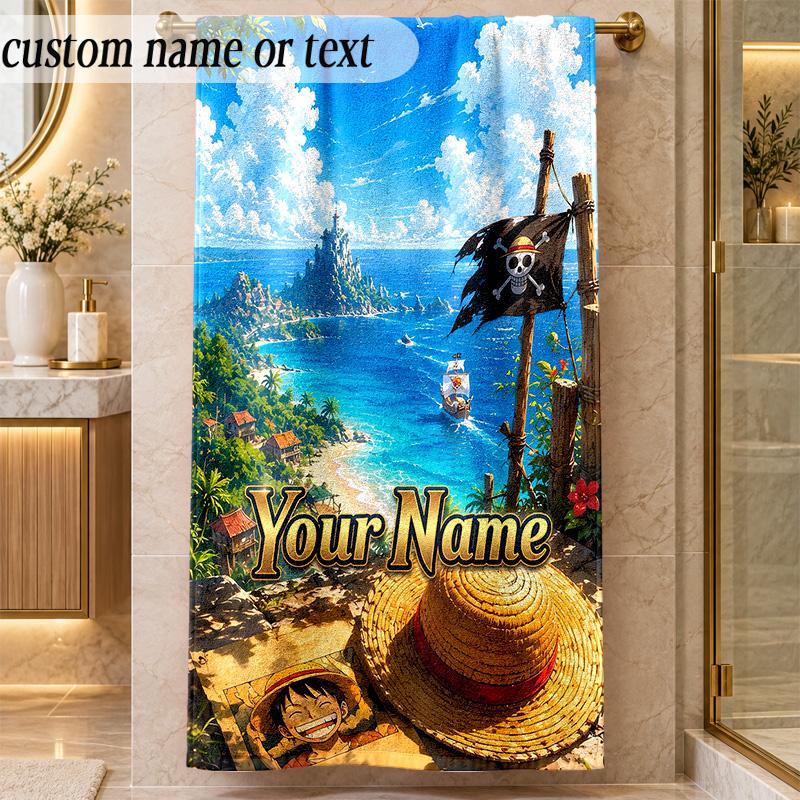Beach TowelOne Piece Custom Name Text Personalized Soft Towel for Beach Pool Indoor Home Decor Gift
