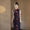 Ærmeløs national stil, ny kinesisk Suzhou lang cheongsam, forbedret ung 1011 ny kvindelig high-end følelse, daglig brug