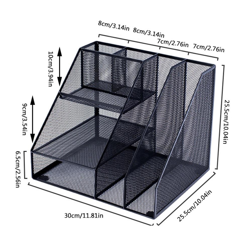 Desk Organizer Office Desktop File Rack Metal Bookstand Multi-function Storage Rack Office Supplies Folder Storage Box