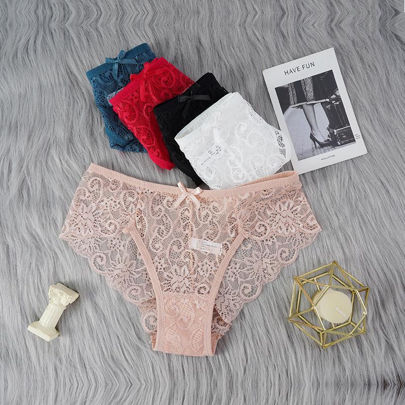 3PCS Frauen Unterwäsche Sexy Spitze Transparent Höschen Verlockend Hübsche Slips Niedrige Taille frauen Dessous Unterhose Dessous