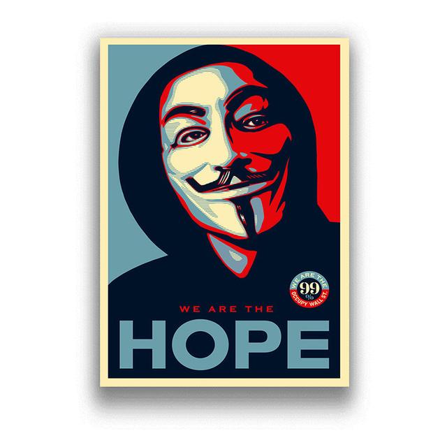 Klassieke Hackers Movie V voor Vendetta Posters en Prints Canvas Schilderij Abstract Decoratief Home Decor