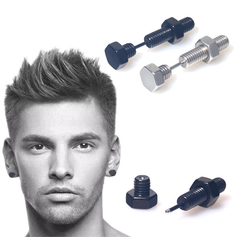 

Exaggerated Stainless Steel & Titanium Screw Stud Earrings for Piercing