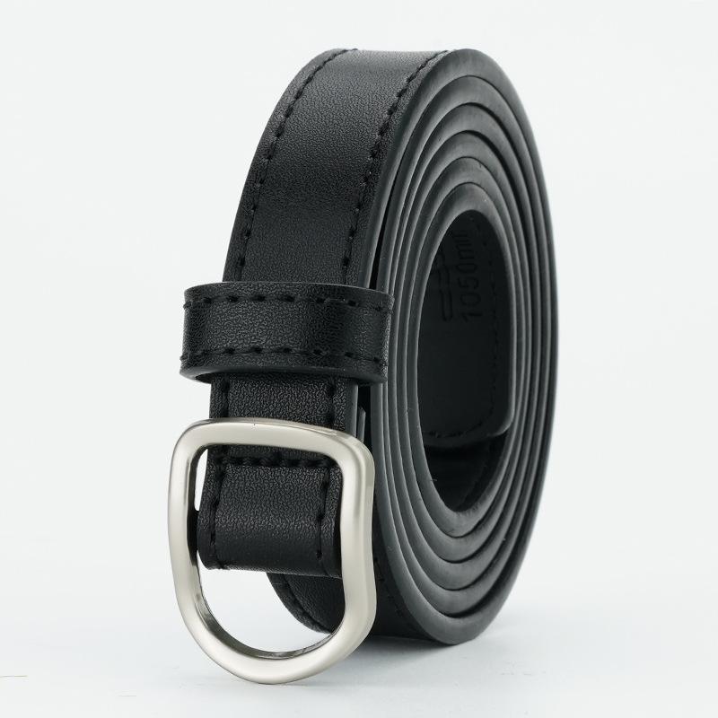 

Женский ремень Корейский стиль Модный женский тонкий ремень Модный дизайн с пряжкой-штифтом без отверстий Декоративный ремень для платья/юбки Женский 105cm