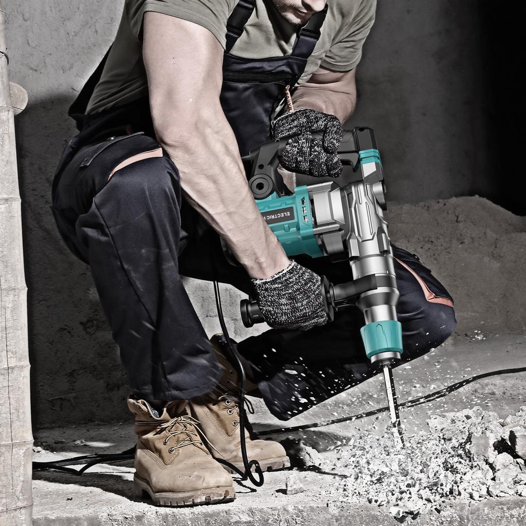 1-1/4 Inch 3 In 1 Hammer Drill Rotary Drill Safety Clutch 13 Amp 4 Functions Corded Rotomartillo For Concrete Chisels Drill Bits