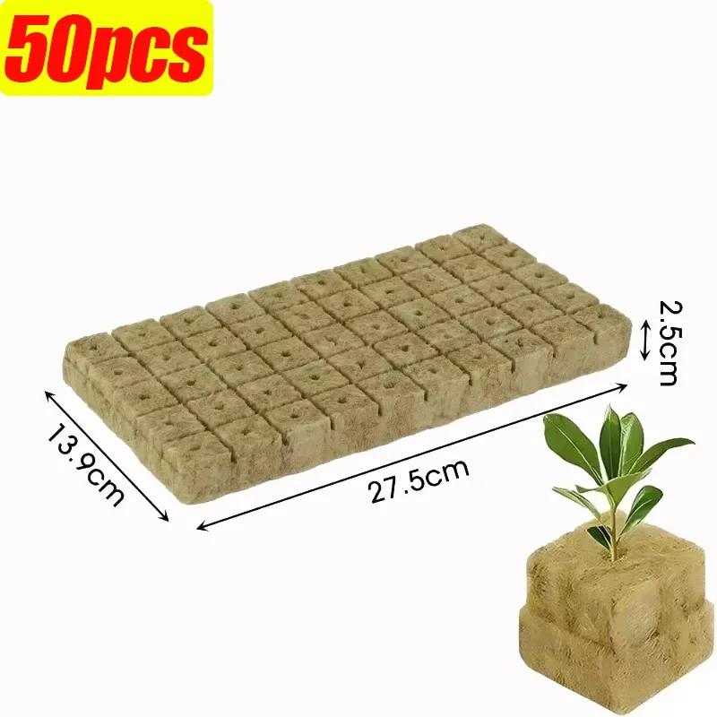 28/600pcs Stonewool Hydroponic Grow Media Cubes Plant Cube Soilless Substrate Seeded Rockwool Plug Seedling Block Garden Supply