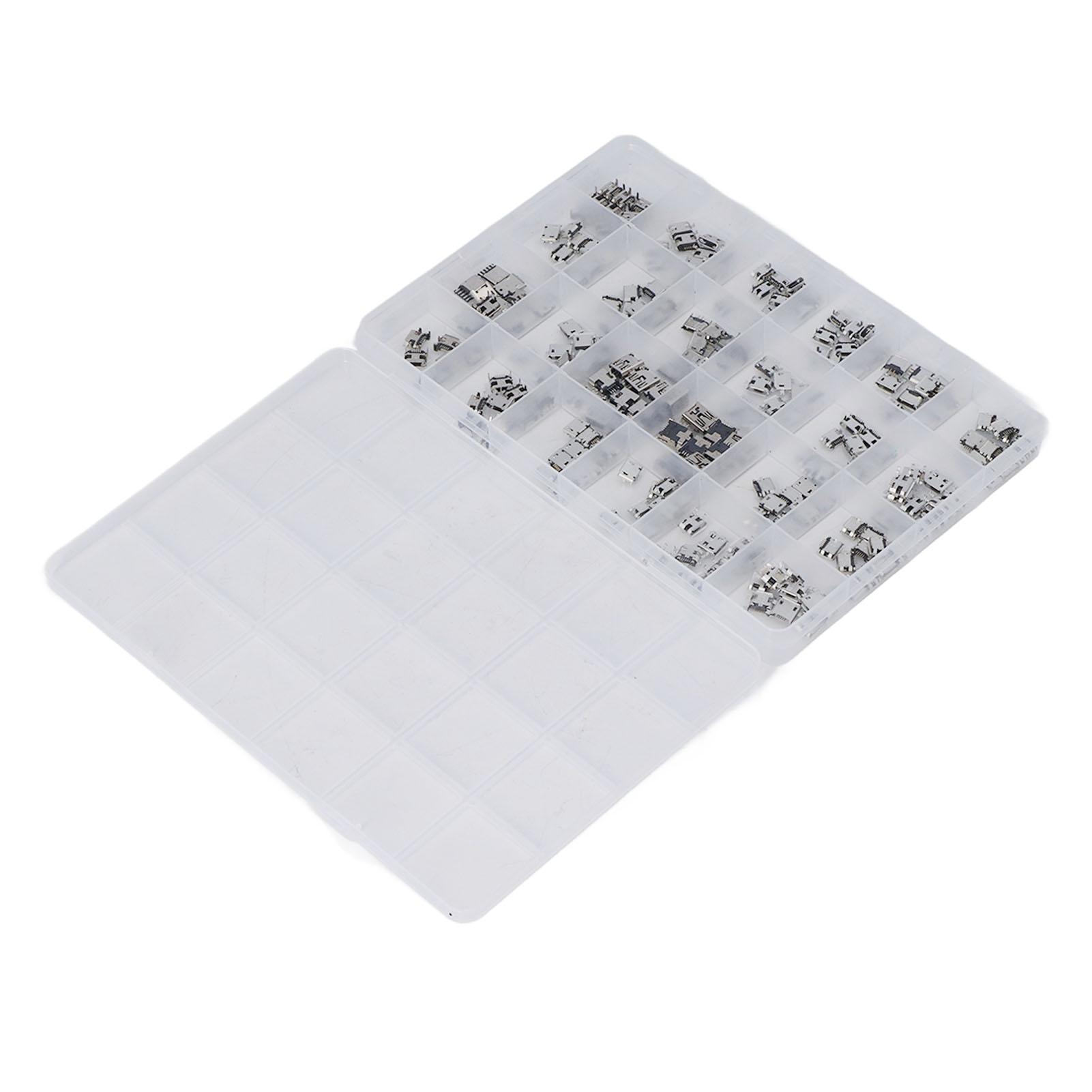 

240 шт. Разъем Micro USB 24 типов, гнездо, нержавеющая сталь, для телефона, компьютера