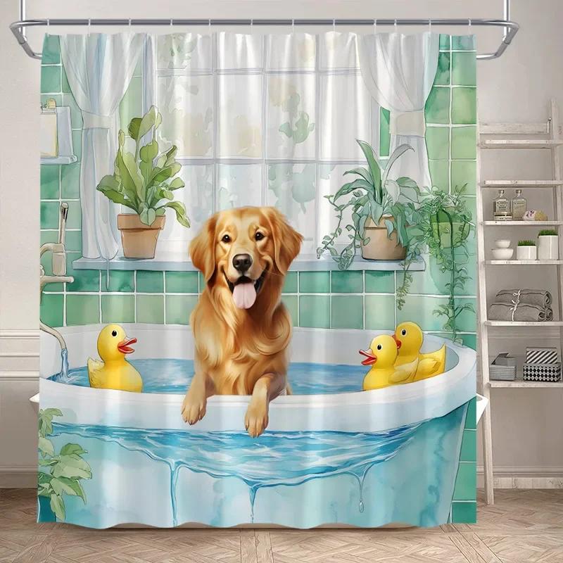 Lustige Badende Dinosaurier Duschvorhänge Schwarze Katze Tiersilhouette Kinder Badevorhang Modernes Polyester Badezimmerdekor mit Haken