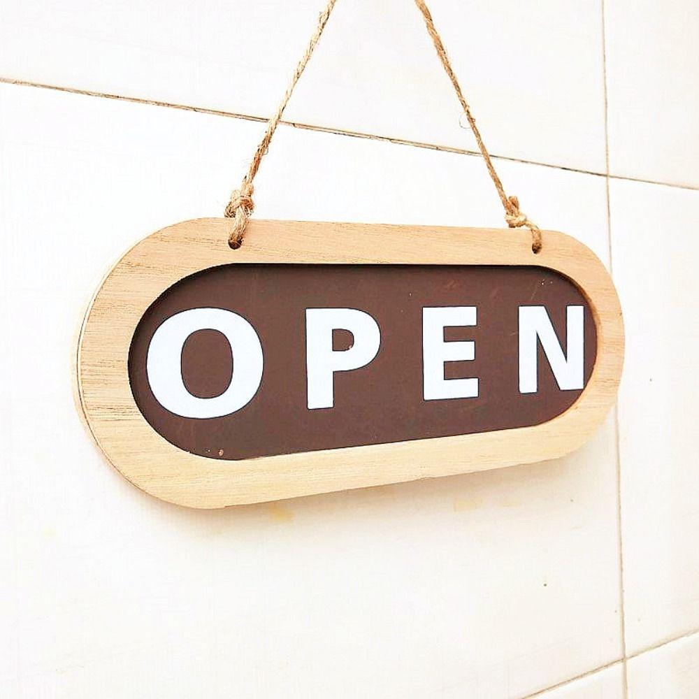 Wooden Double Sided Door Sign OPEN/CLOZED Rope Hanging Business Open Sign for Store Decorative Durable Door Hanging Tag