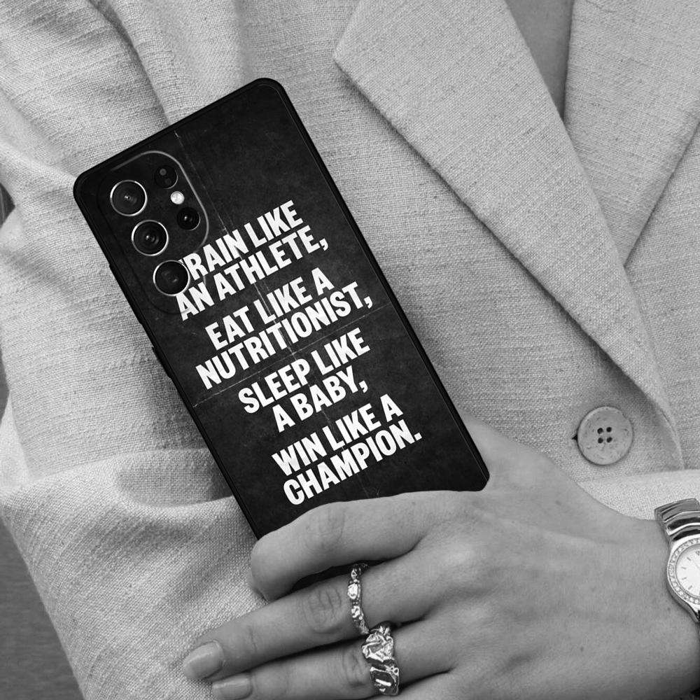 Fitness-Handyhülle mit Motivationsspruch für das Fitnessstudio für Samsung Galaxy S26 Ultra S25 S24 S23 S22 S21 S20 Note10 Hülle