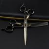 6.0 Inch Nimpson Black Steel Notched Handle Small Golden Tiger, Bearing Screw Hair Scissors, Hair Scissors, Thin Teeth Scissors
