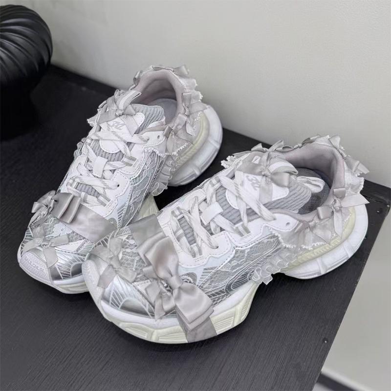 Fashion Thick-soled Sports Shoes Women Bow Tie Casual Run Shoe Versatile Mesh Breathe Comfort Outdoor Large Size Women Shoe