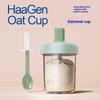 Portable Overnight Oat Glass Cup Sealed Heat-Resistant Breakfast Cup With Spoon Fitness Takeaway Grain Milkshake Yogurt Cups