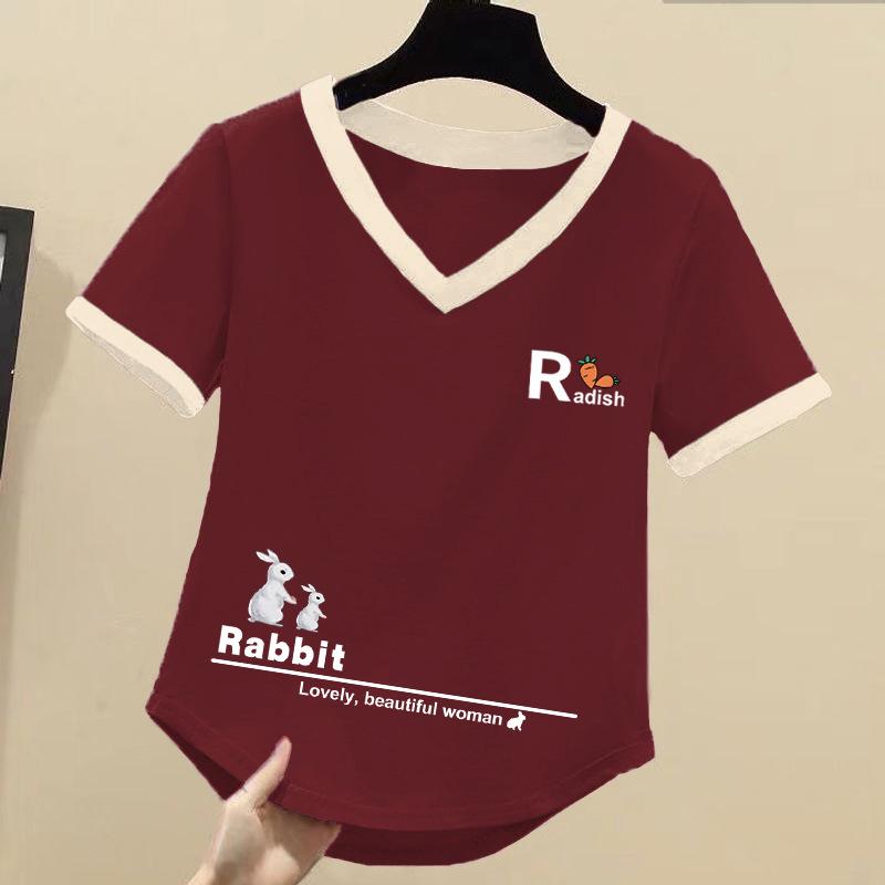 Women's Korean Style Color Block Cotton T-shirt – Loose Fit, Short Sleeve, Versatile Summer Top