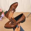 Women's Heel Loafers with Decoration Casual British