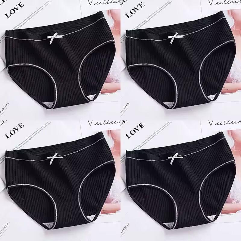 

4 шт./компл. хлопковое нижнее белье женские бесшовные трусы трусы дышащие трусы средней талии для женщин XL чёрный