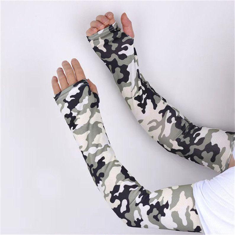 Camouflage Ice Sleeves for Men and Women Summer Breathable Sunscreen Sleeves Outdoor Sports Cycling Anti UV Arm Sleeves
