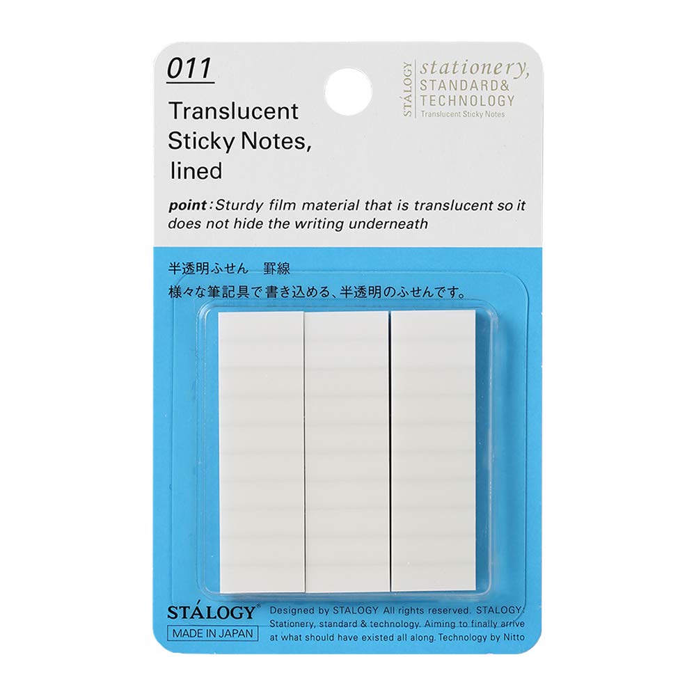 

Nitoms STALOGY Film Sticky Horizontal 15mm S3050 Notes, Semi-Transparent, Ruled, Wide,