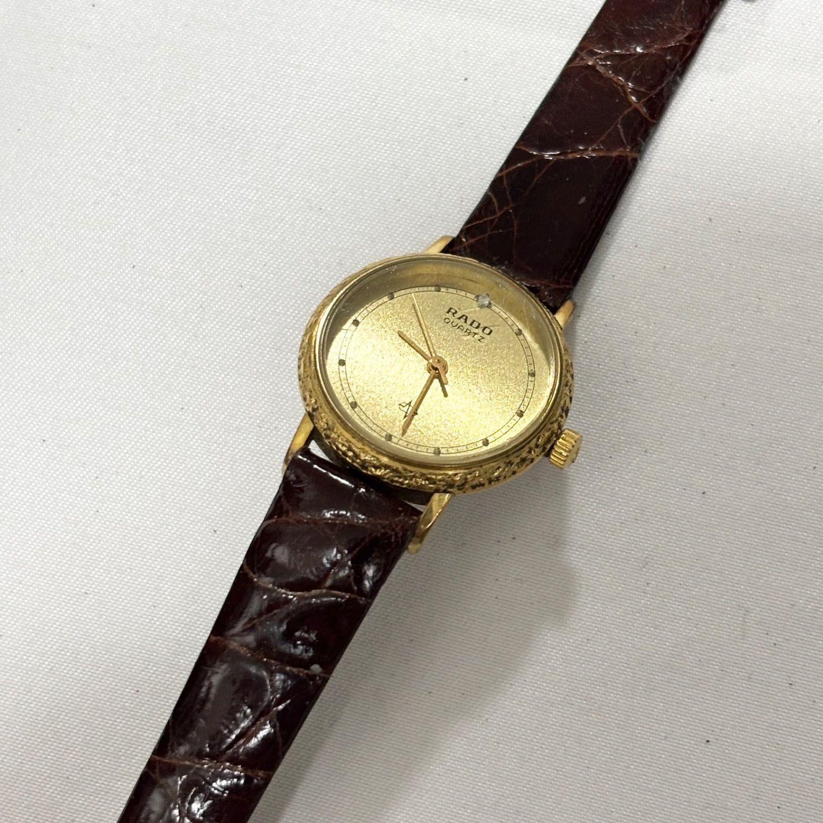 Used [Free Shipping] RADO/Rado/110.5113.2/Gold x Brown/Quartz watch/Battery dead/Operation not confirmed/Used item/Junk item