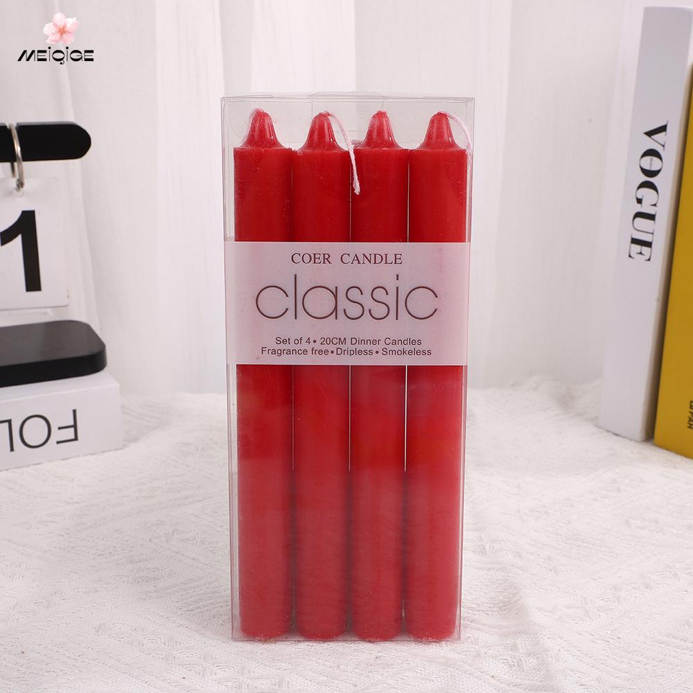 

Set of 4 European Style Red & White Taper Candles, 2.2*25cm, Perfect for Western Restaurants or Home Décor 4 pcs/box