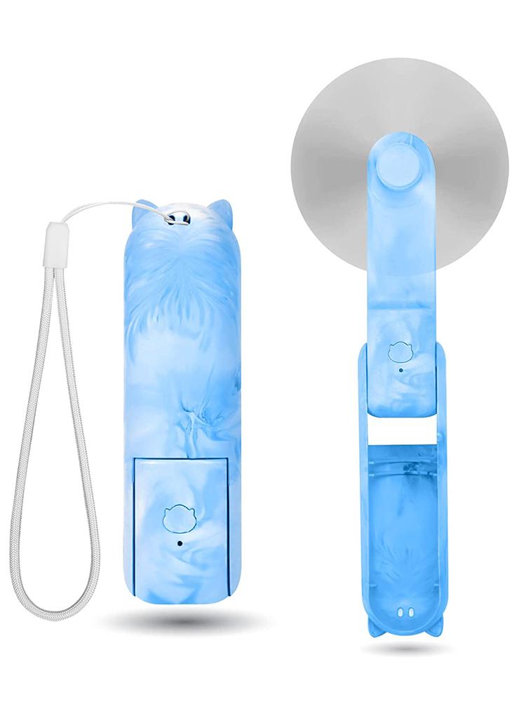 

New Portable Mini Handheld Fan Small Pocket Fan USB Rechargeable Battery Fan Folding Cooling Hand Fan Mini USB Fans with Power синий
