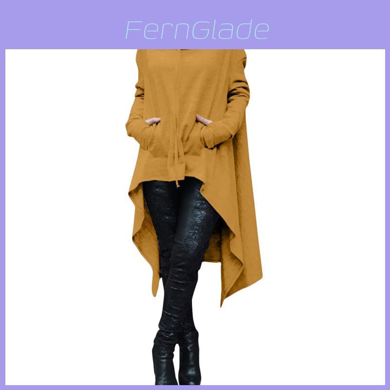 Plain Long Sleeve Hoodie Sweatshirt With Midlength Design For Women Winter