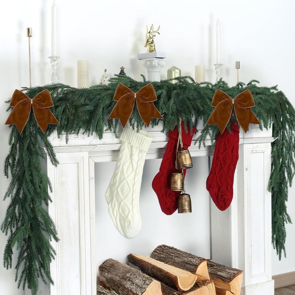 4pcs Christmas Velvet Bow Twisted Velvet Ribbon Gift Bow Christmas Tree Decoration Bow Gift Packaging Bow for Wreath Window